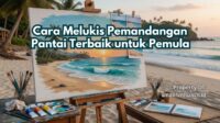 cara-melukis-pemandangan-pantai